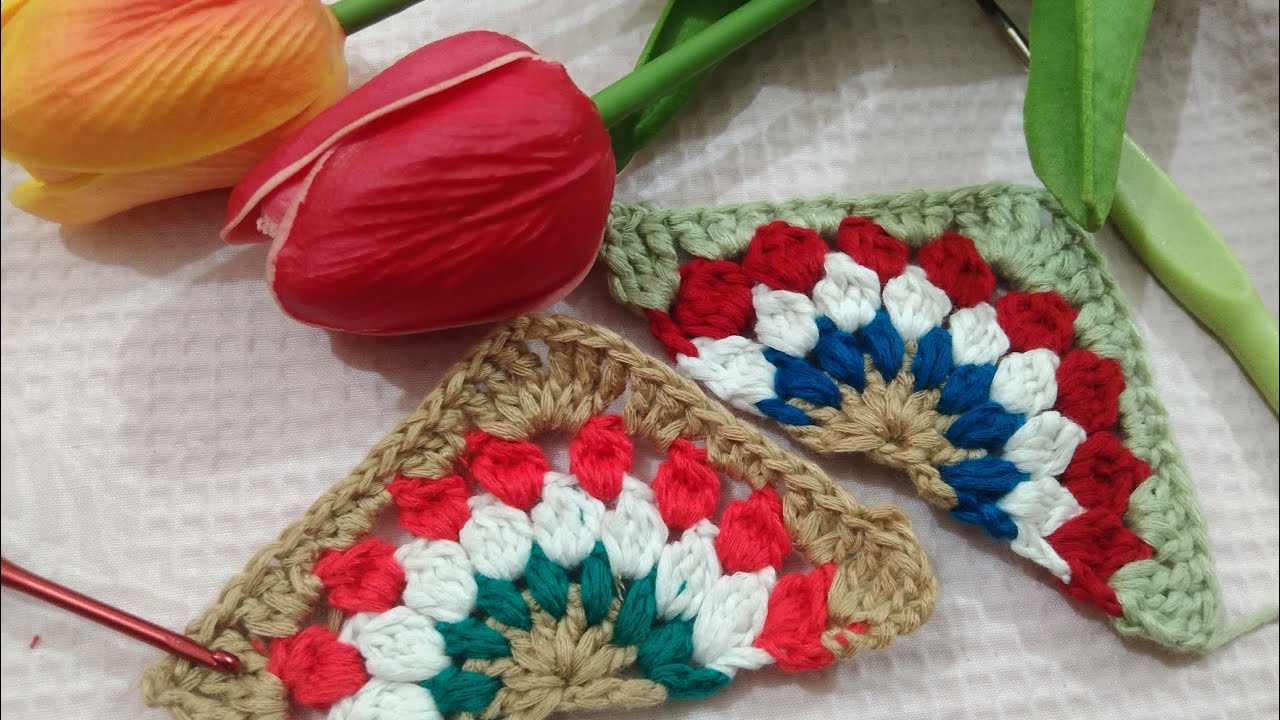 crochet Sunburst granny Triangle 