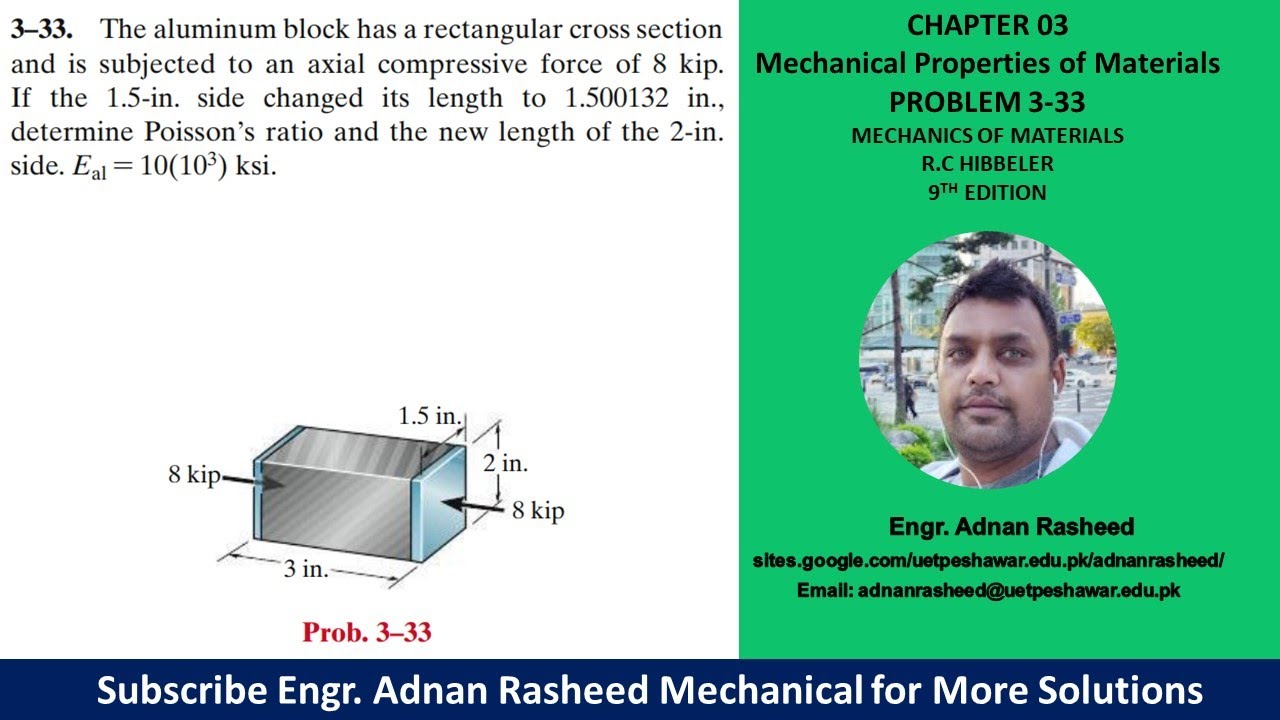 3-33| Chapter 3 | Mechanics of Materials by R.C Hibbeler
