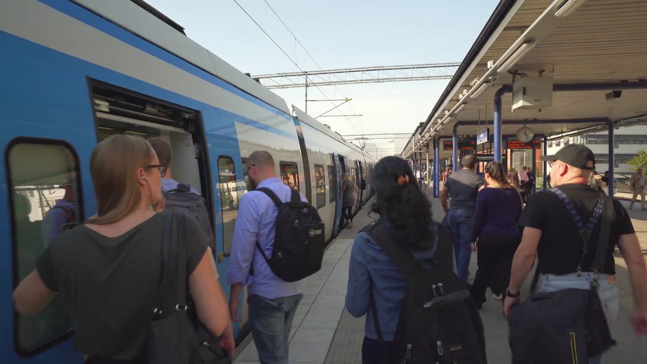 Sweden, Stockholm, train ride from Solna to Rosersberg