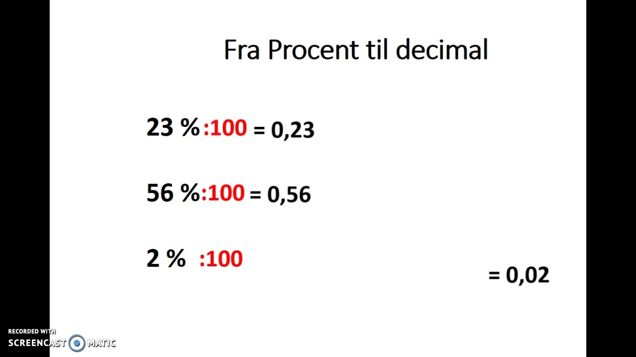 Omregne brøk,procent og decimal