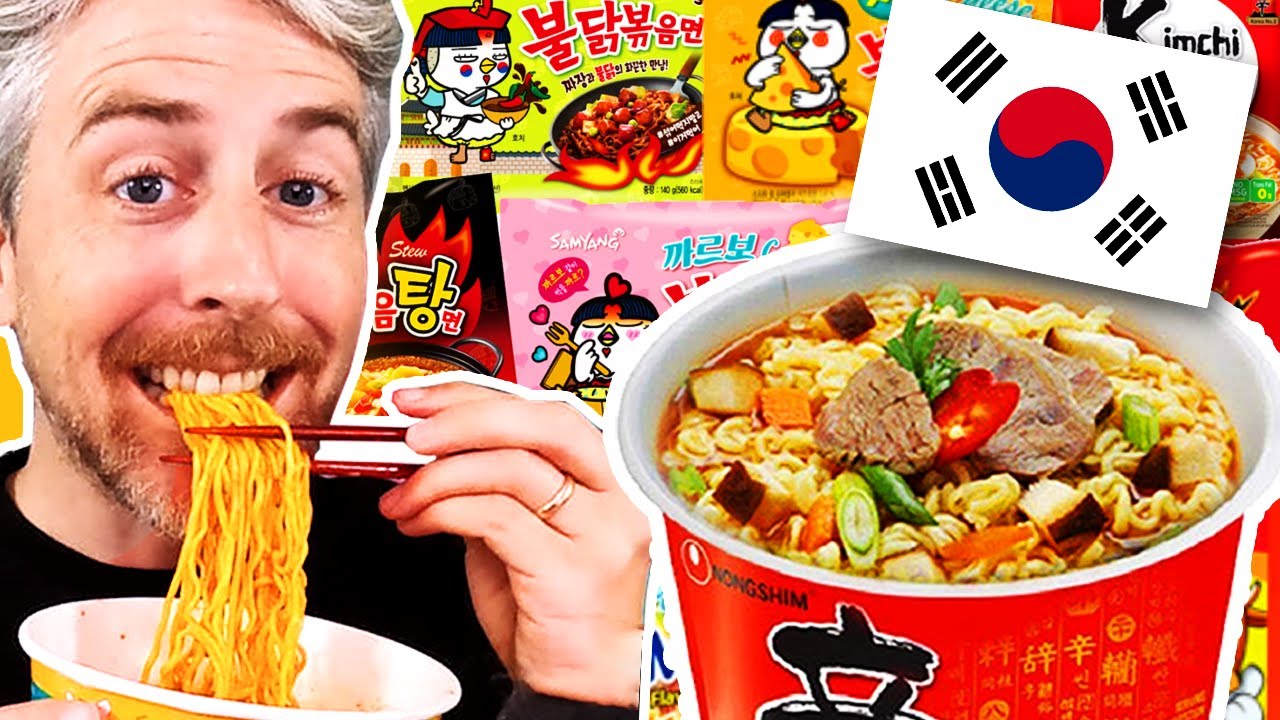 American Tries Korean Instant Noodles for the First Time | Joe Avella