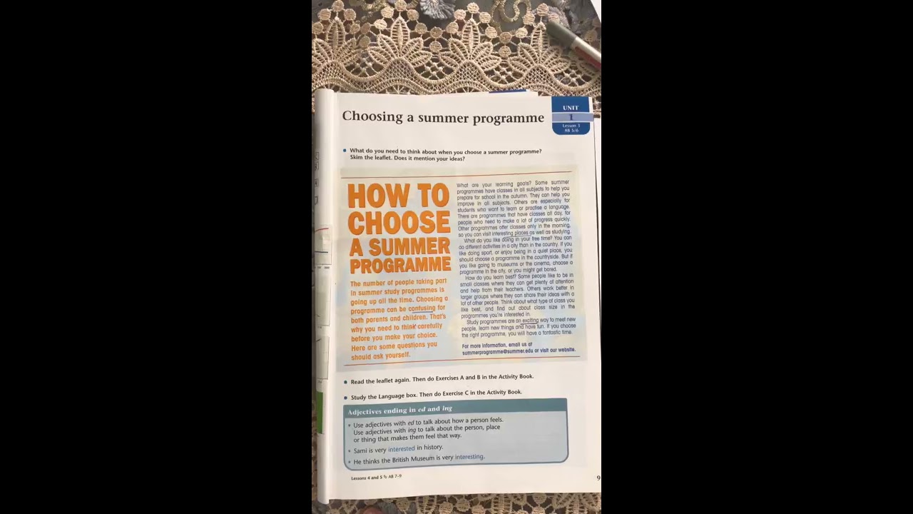 U1/L3 Choosing a summer programme