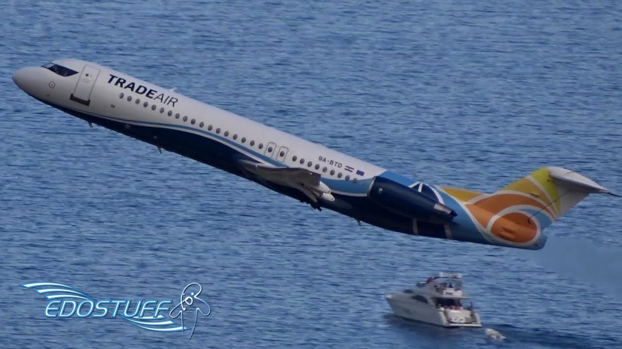 Beautiful Trade Air Fokker 100 Hill View Takeoff - Split Airport SPU/LDSP
