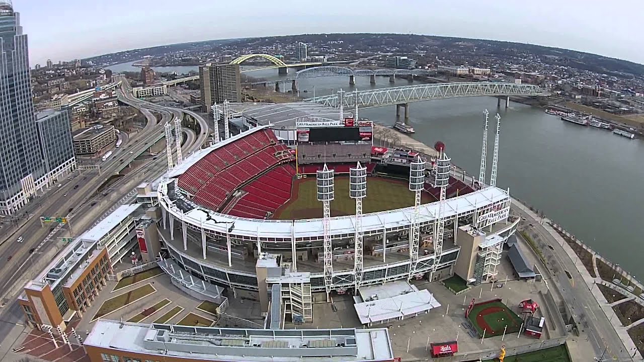 Cincinnati downtown drone Stadium aerial