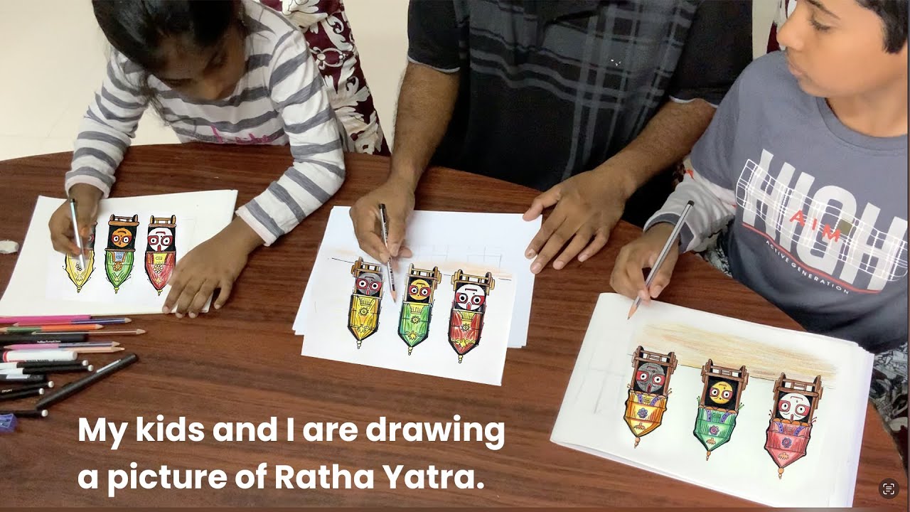 How to Draw Ratha Yatra | Rath Yatra Festival Drawing | Step by step drawing with kids.