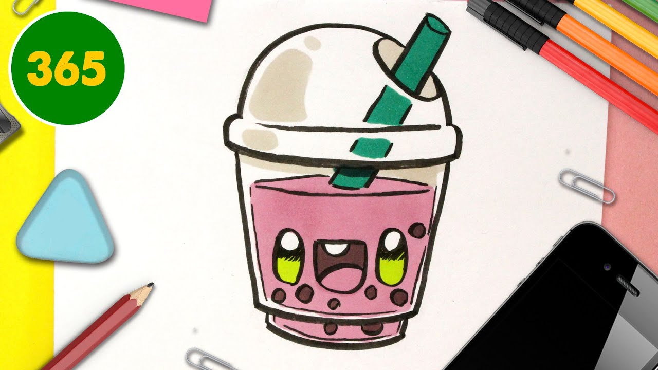 COMMENT DESSINER BUBBLE TEA KAWAII ÉTAPE PAR ÉTAPE – Dessins kawaii facile
