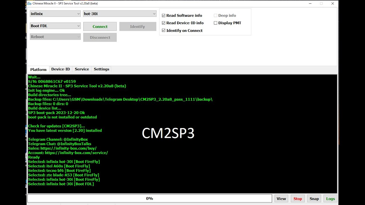 INFINITY CM2 SP3 V2.20 Service Tool (BETA)