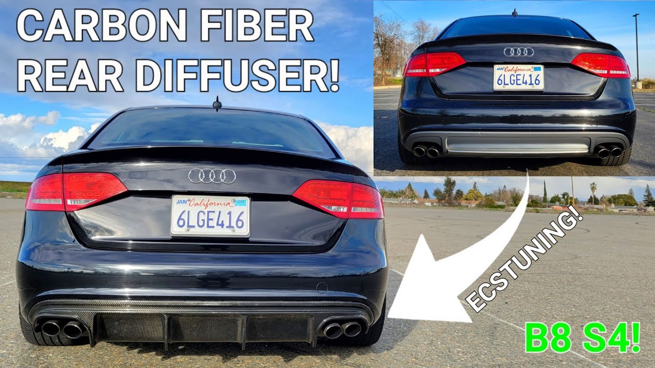 ECSTUNING CARBON FIBER REAR DIFFUSER INSTALL on my Supercharged 2010 Audi B8 S4 6 Speed Manual!