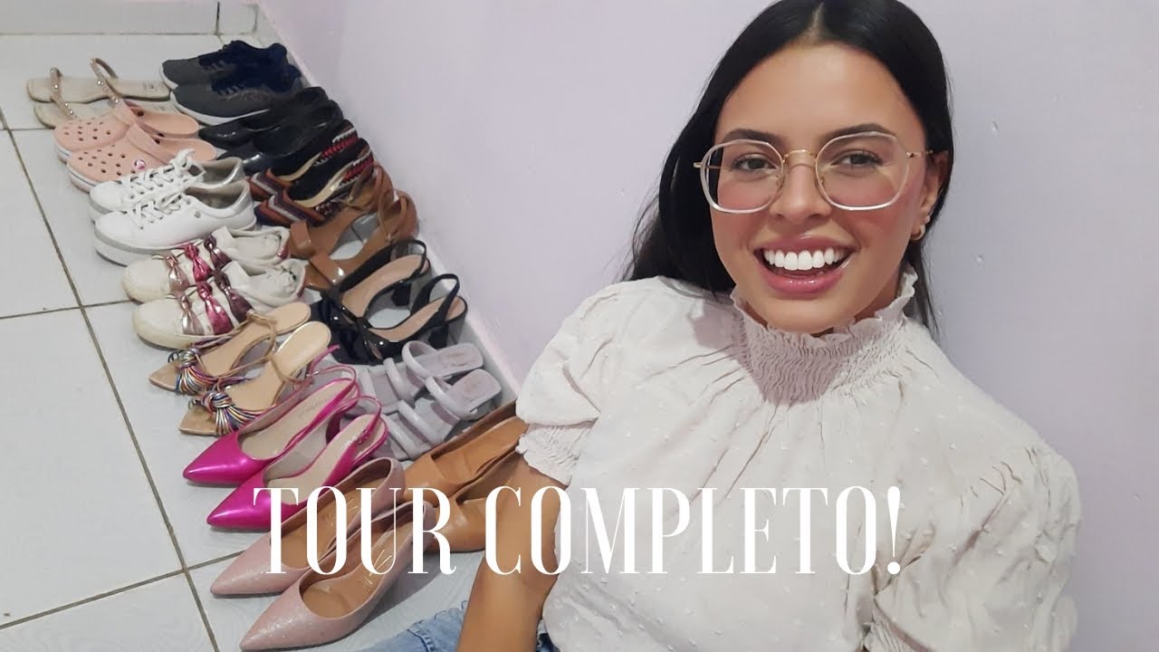 TOUR PELOS MEUS SAPATOS 👠🩷🎀 | saltos, tênis, rasteiras - SARA SILVA #tour #moda #comprinhas