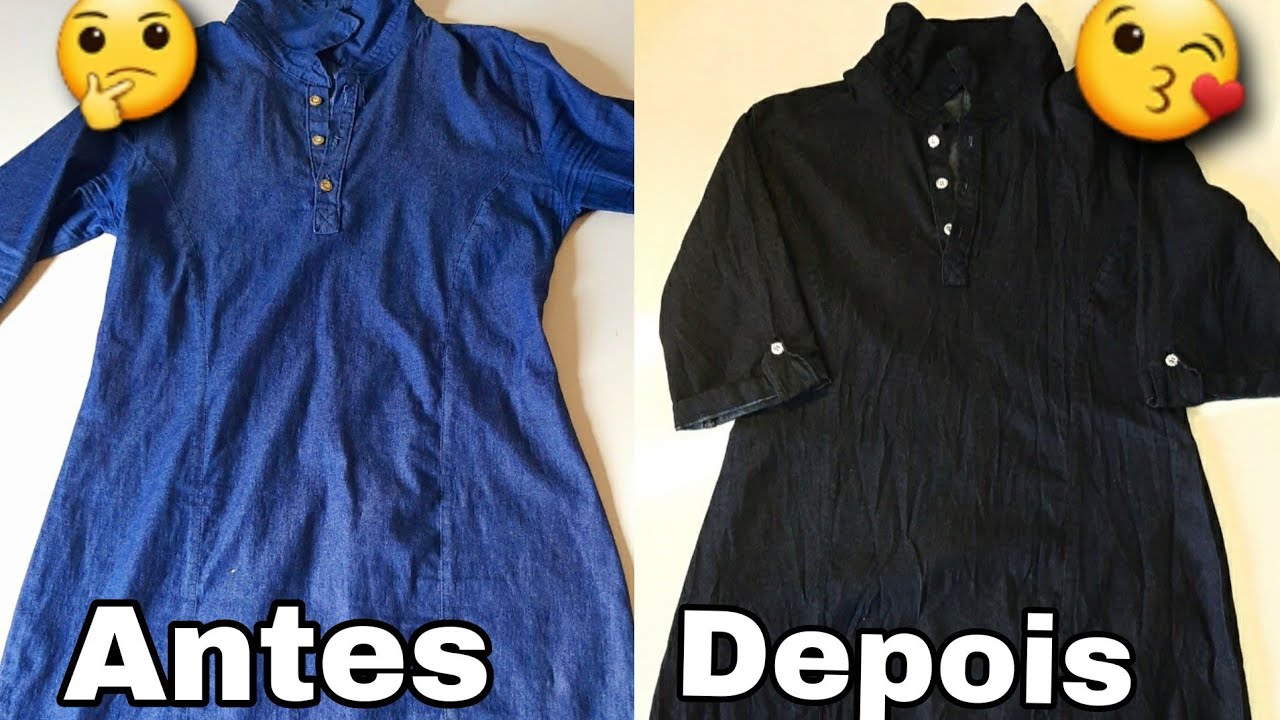 TINGINDO VESTIDO JEANS AZUL PARA PRETO