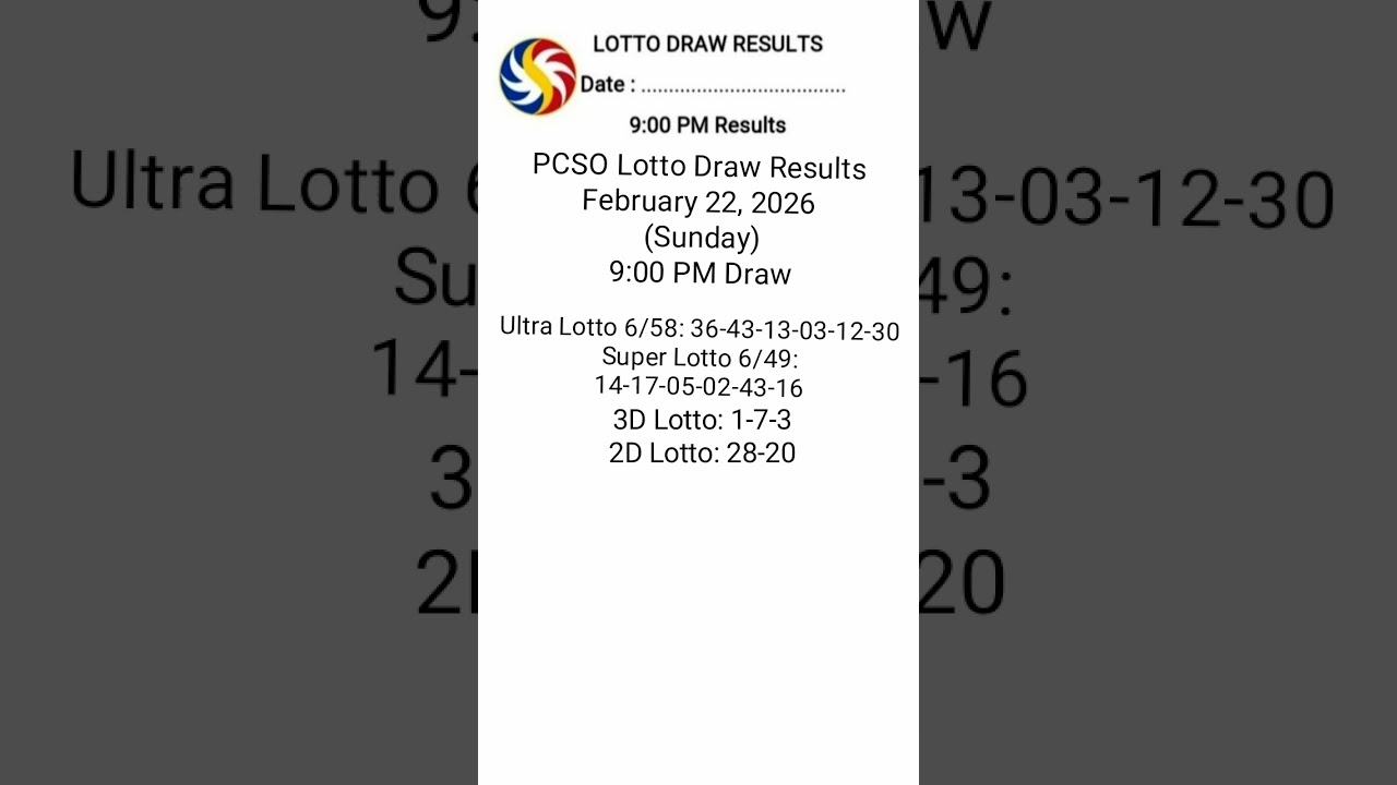 Lotto Results Today Feb. 22, 2026 9PM Draw #pcsolottoresult #lottoresulttoday #pcsohearingtoday
