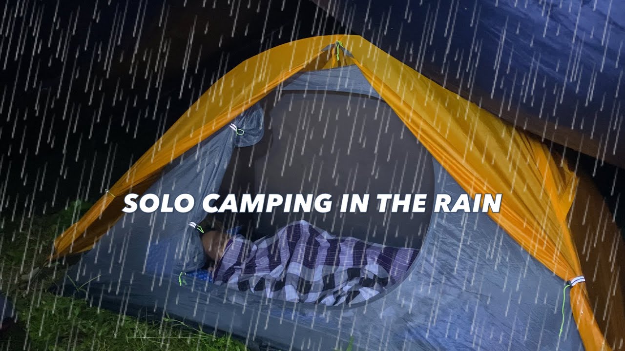SOLO CAMPING IN THE RAIN AND THUNDERSTORM -  RELAX IN COZY TENT - NATUREHIKE 1 PERSON - CAMPING ASMR