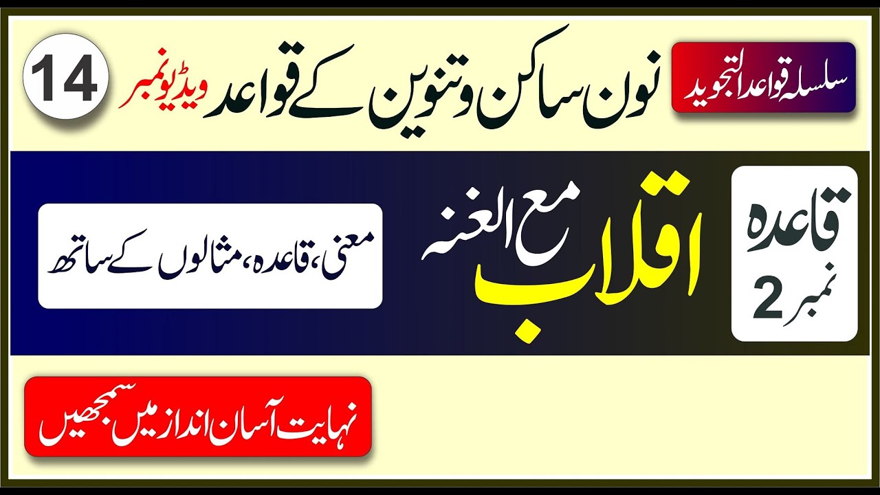 Noon Sakin And Tanween Rules in Urdu|10 Examples Of Iqlaab In The Quran|Qaida No.2 Iqlaab