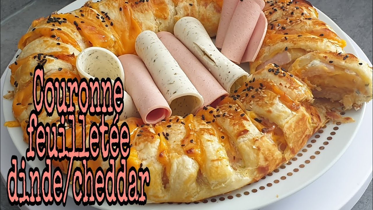 Couronne feuilletée Dinde/Cheddar  #aperitif #feuilletées