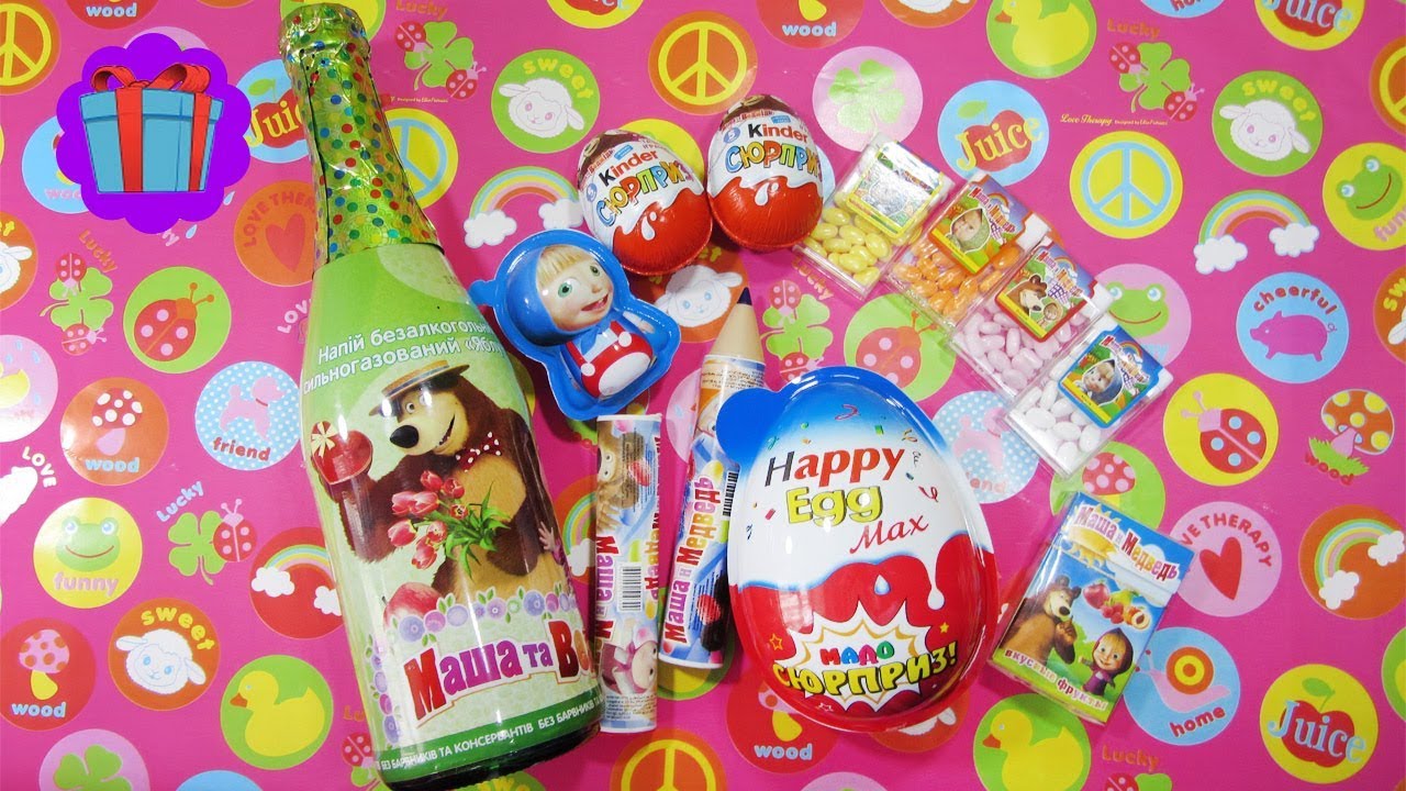 TOP Set of MASHA and BEAR Kinder Eggs Surprise. Лучшие Конфеты Маша и Медведь Киндер и Сюрприз