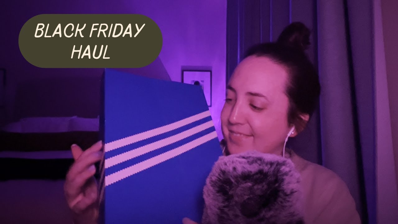 ASMR Black Friday Haul 🛍️ Whispering, Fabric Sounds & Low Light for Sleep