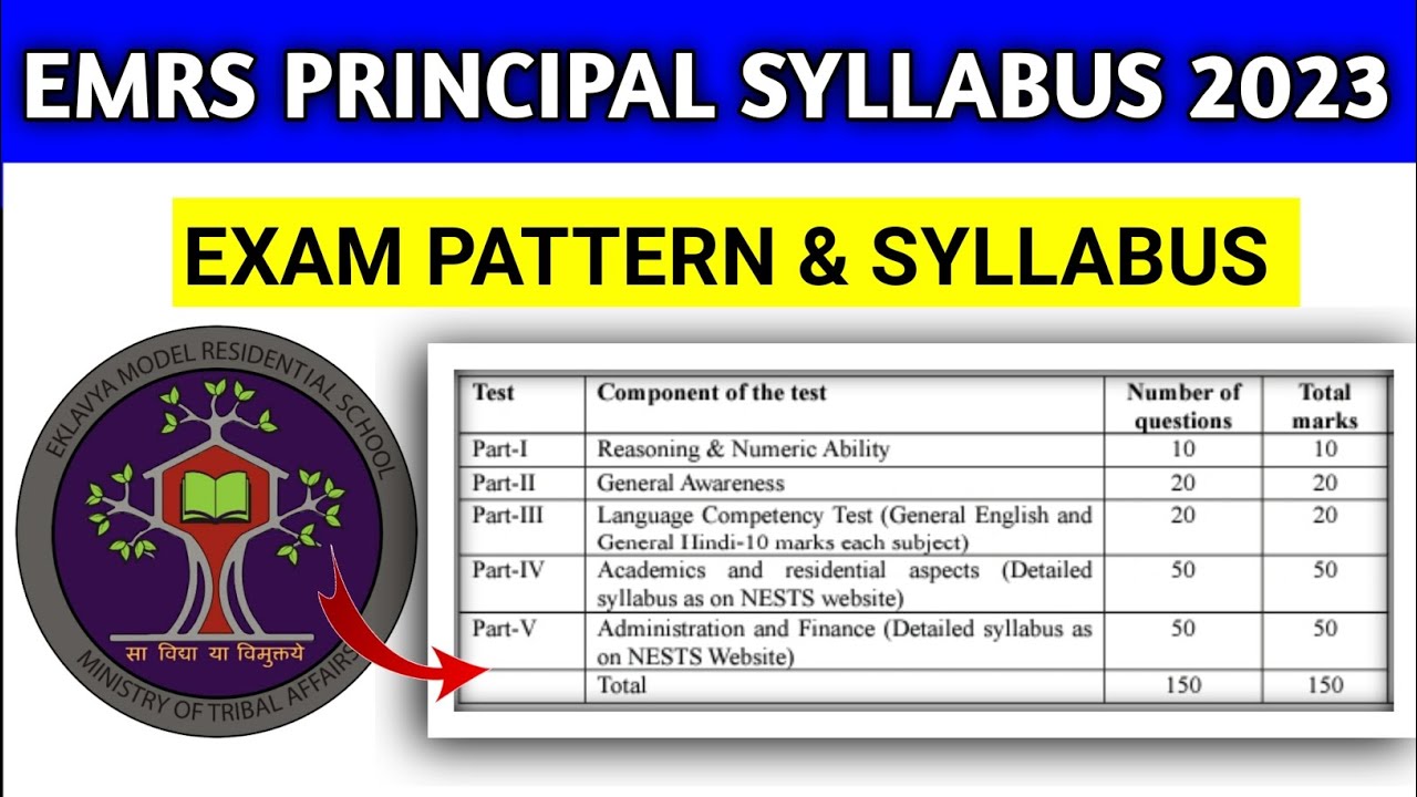 EMRS PRINCIPAL SYLLABUS & EXAM PATTERN 2023 | EKLAVYA MODEL SCHOOL PRINCIPAL SYLLABUS  | MITHUN SING