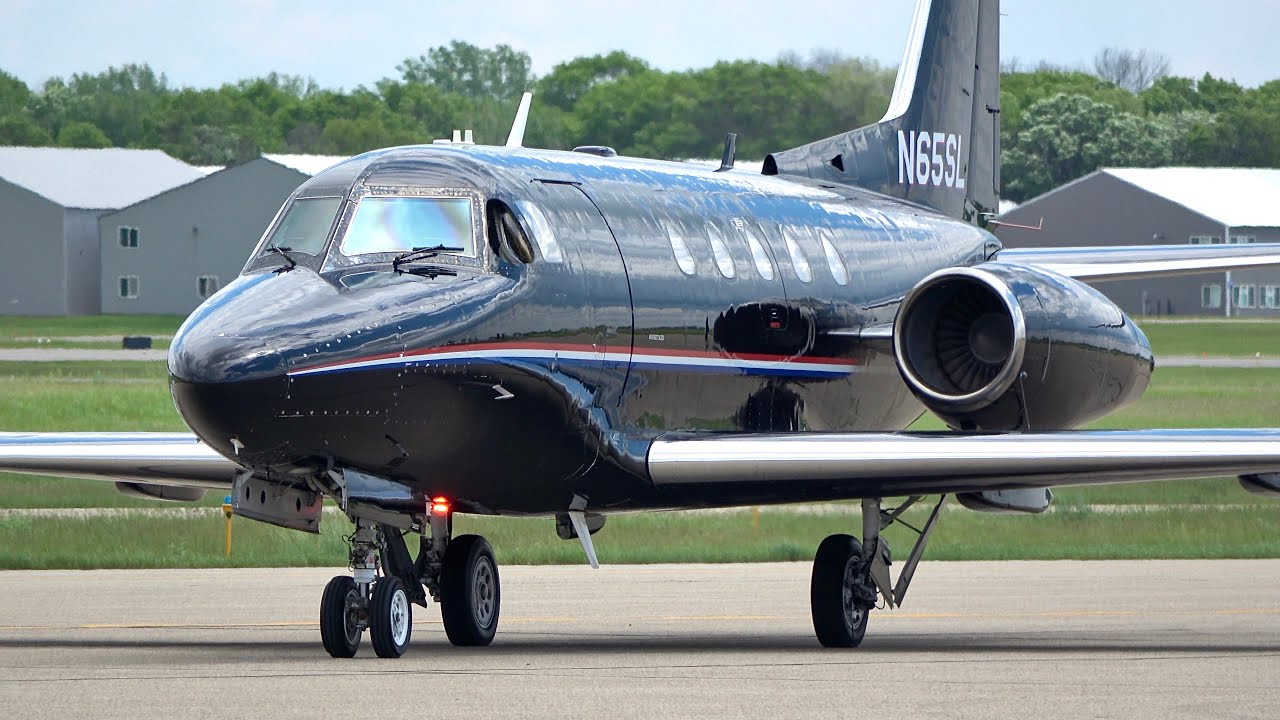 RARE Rockwell Sabreliner 65 Landing and Takeoff at KANE