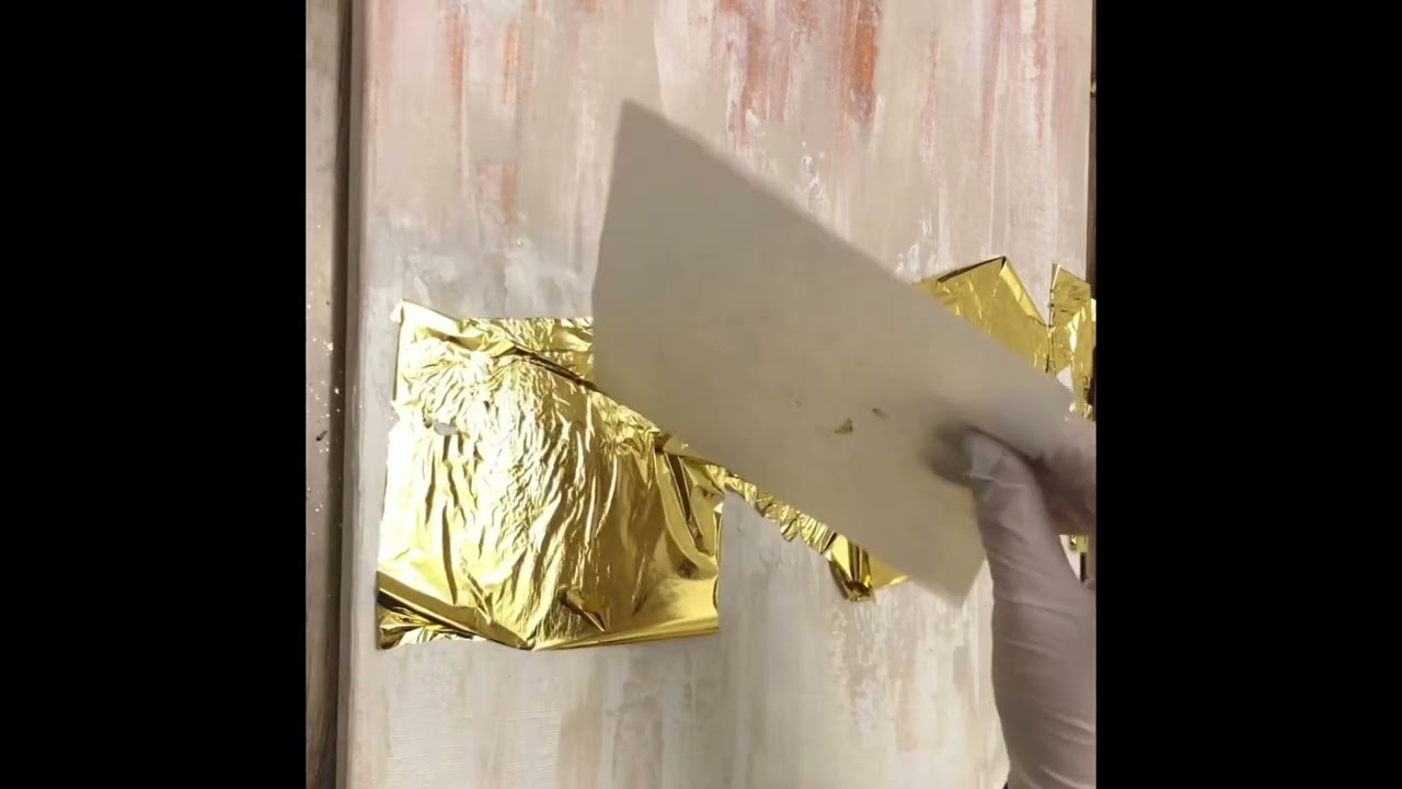 تثبيت ورق الذهب بالمسيون و عمل لوحه اكريلك باقل التكلفه و الشكل رائع how to gold leaf