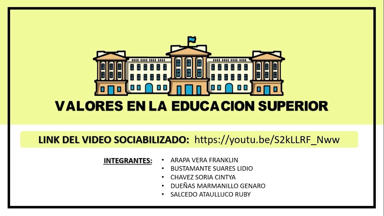 VALORES EN LA EDUCACI&Oacute;N SUPERIOR