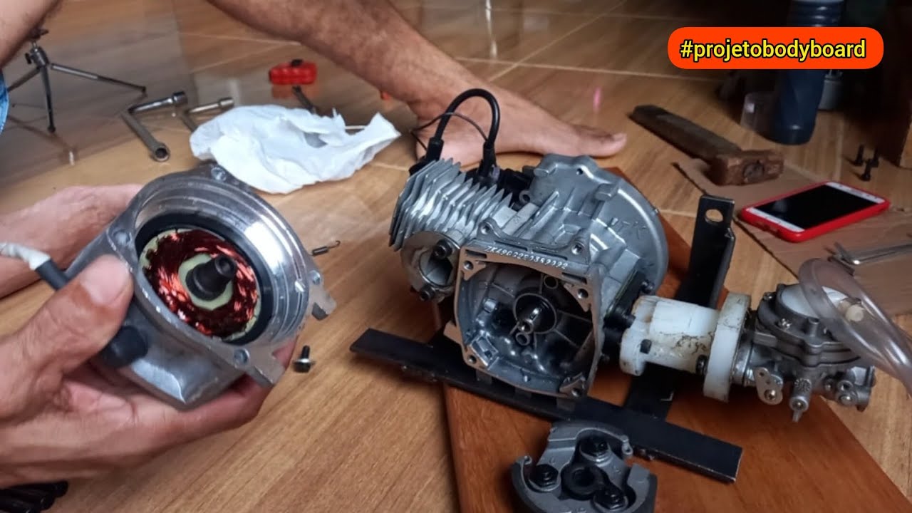 Adaptando o motor de partida no motor 2 tempos 49cc - passo a passo