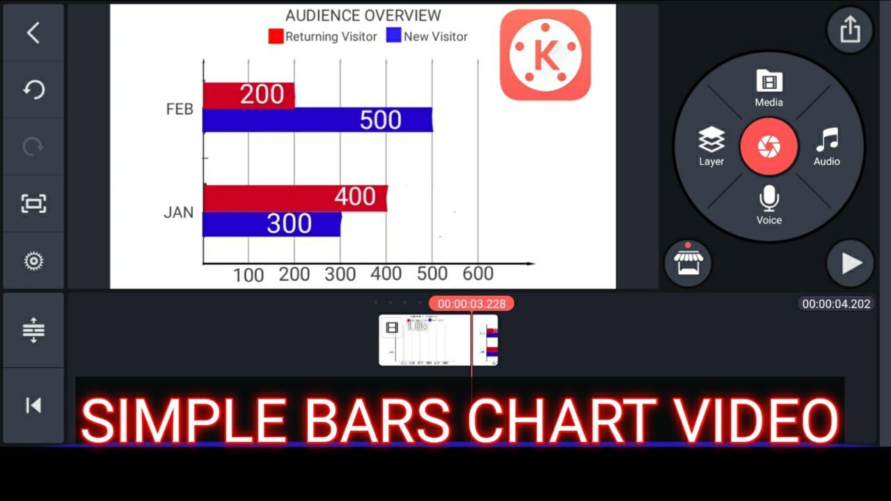 Make simple bars chart video - kinemaster tutorial