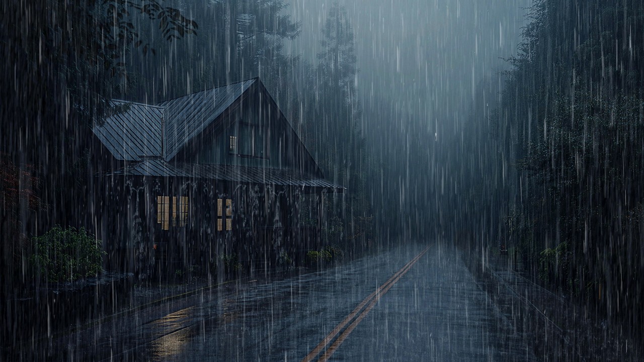 No Ads Rain Sounds for Sleeping - Heavy Rain & Thunder on Tin Roof for Deep Sleep All Night Long