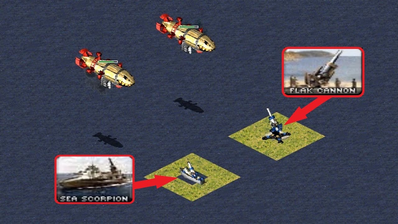 Sea Scorpion vs Flak Cannon  - Red Alert 2