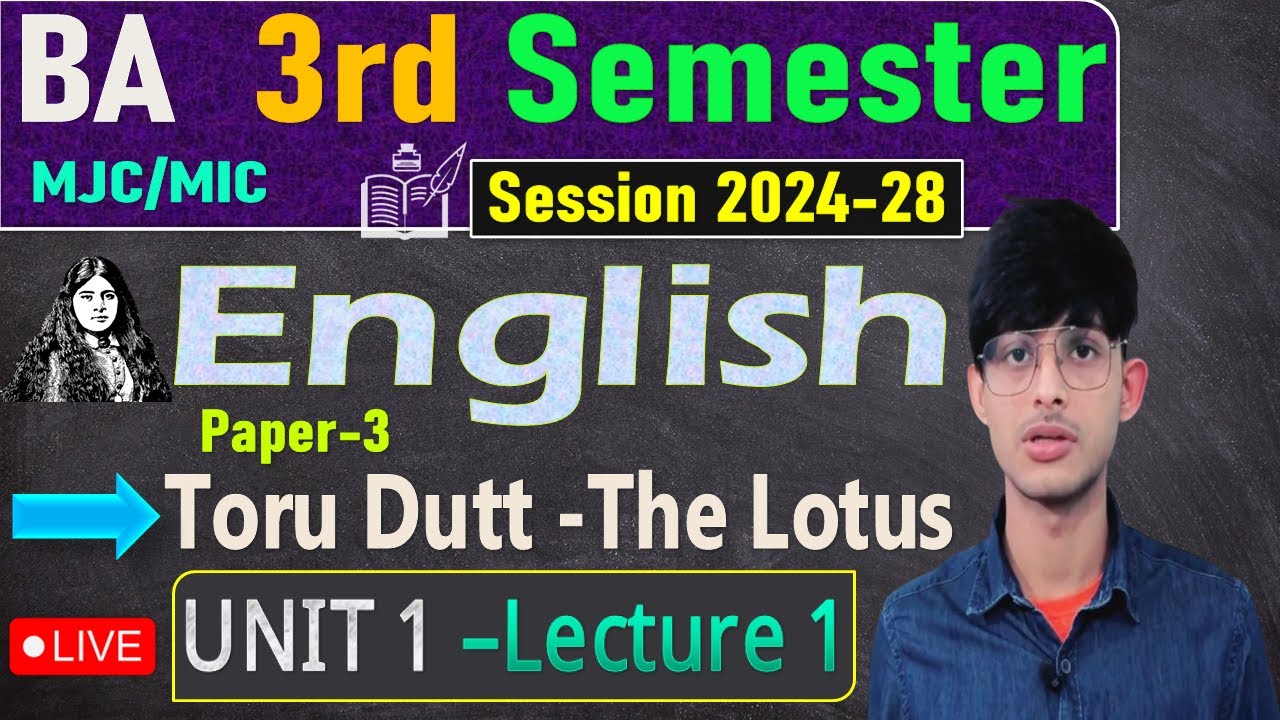 📚BA 3rd Semester English Important Questions 2025 |English Semester 3 Toru Dutt The Lotus✅