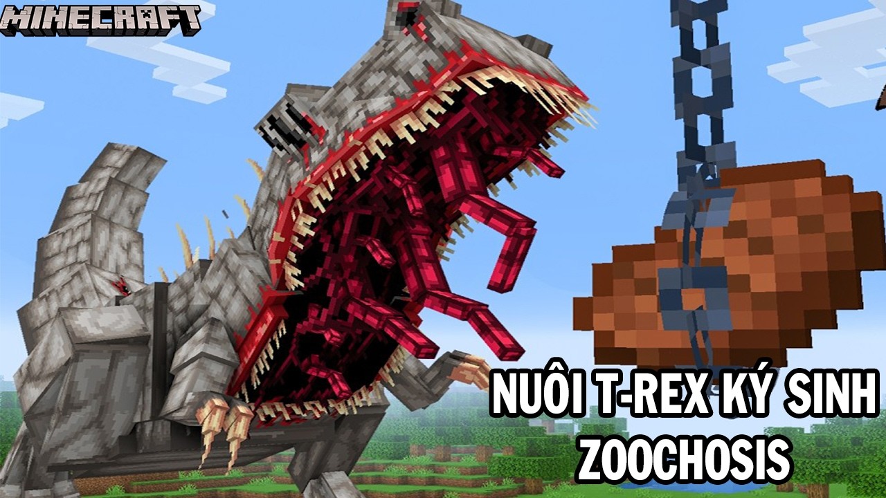 Bắt khủng long T-Rex ký sinh Zoochosis làm thú cưng trong Minecraft | GHTG Minecraft