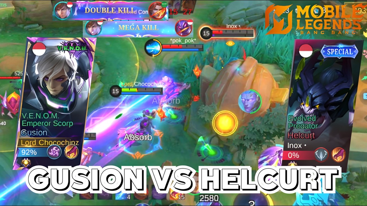 15 Kills!!! Gusion Combo Instant Kill || Gusion VS Helcurt - Mobile Legends Bang Bang