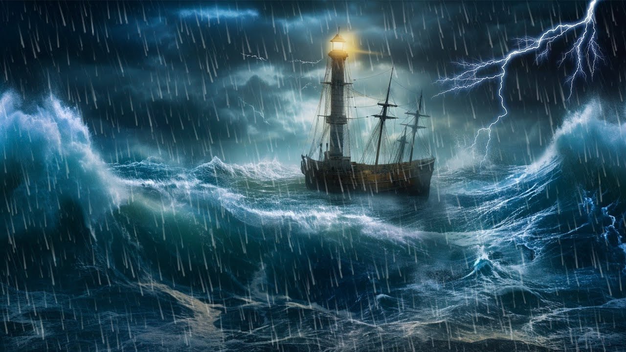 Tormenta Sonido de Lluvia en el Mar Viento Olas y Truenos - Caer&aacute; en un Sue&ntilde;o Instant&aacute;neo