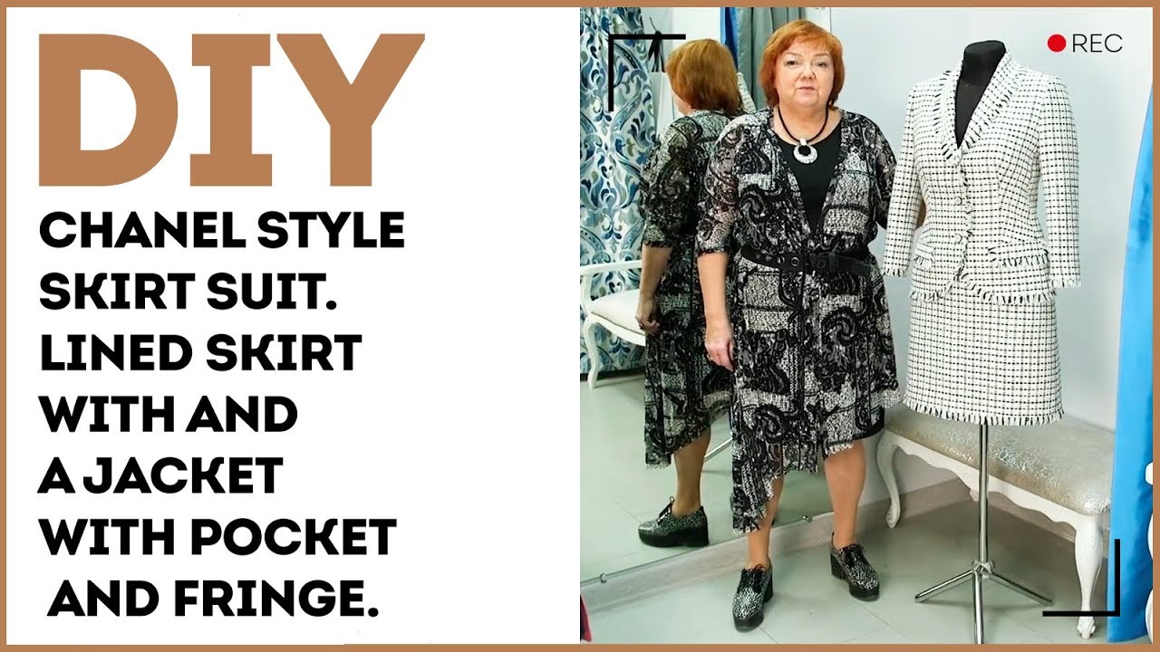 DIY: Chanel style skirt suit. Lined skirt with and a jacket with pockets and fringe.