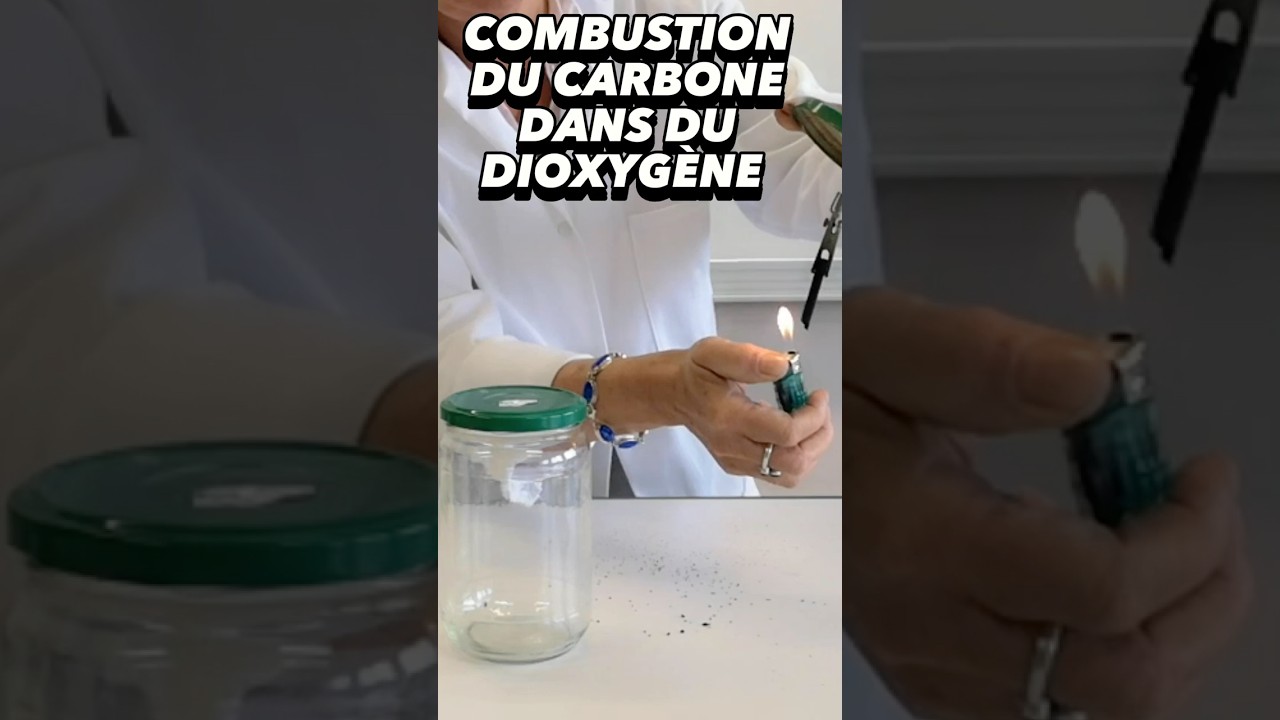 COMBUSTION DU CARBONE DANS DU DIOXYG&Egrave;NE. #combustion #chimie #experience#experiment#chemistry#short