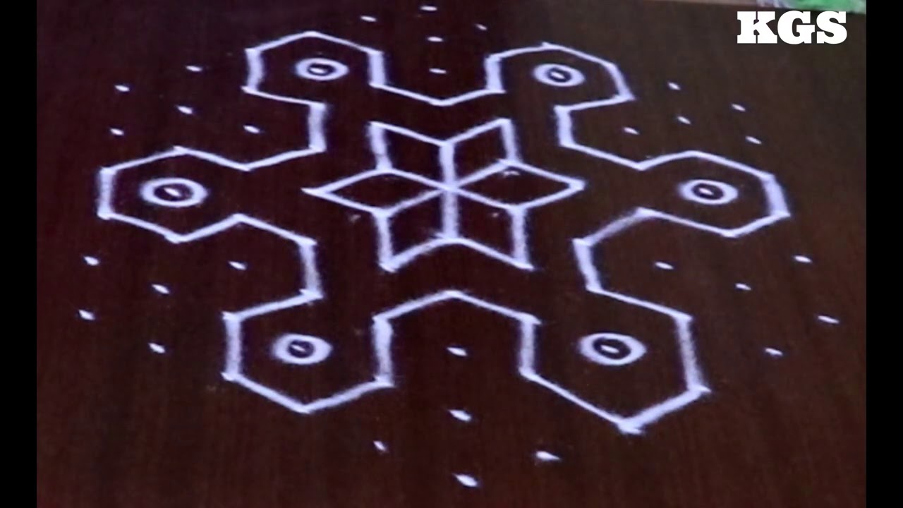 Simple rangoli 11X6 dots | Easy rangoli design | New Apartment Daily kolam | KGS Rangoli designs