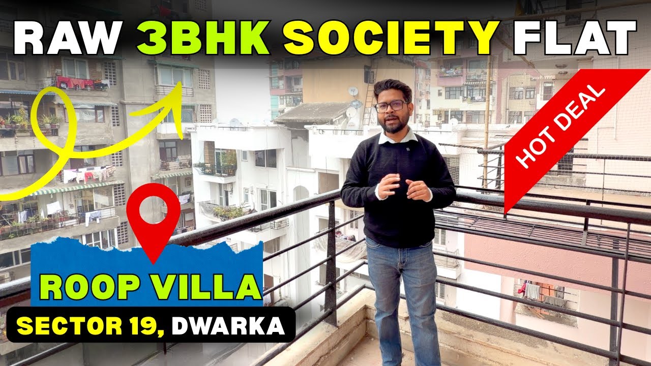 3BHK Raw Society Flat For Sale  | Roop Villa Apartment, Dwarka Sector-19 #housetour