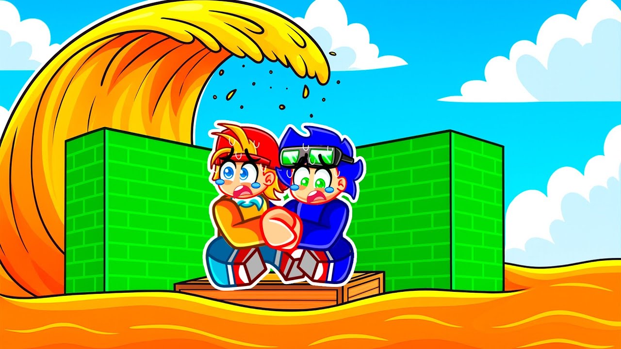 Construye Para SOBREVIVIR al TSUNAMI de LAVA en Roblox!