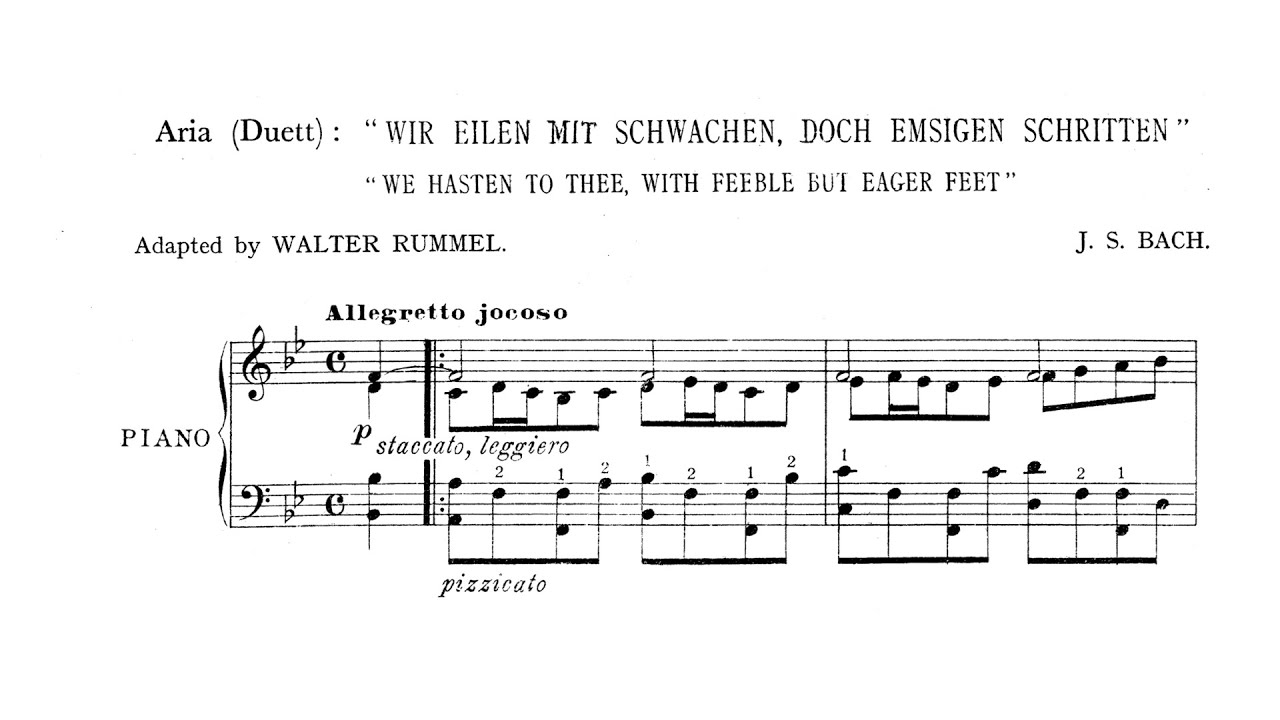 Bach - BWV 78, Wir eilen mit schwachen, doch emsigen Schritten, arr. for piano solo w/ score