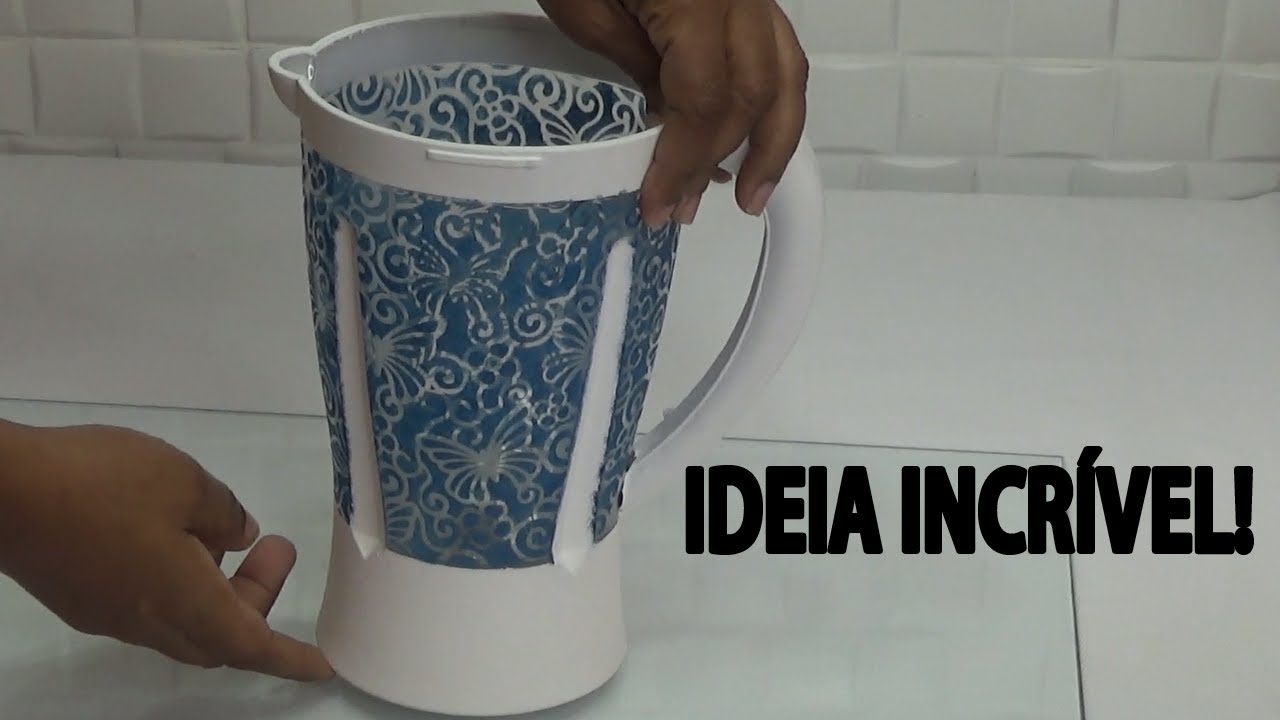 TRANSFORMAÇÃO GENIAL!!! COPO DE LIQUIDIFICADOR QUEBRADO VIROU UM LINDO......