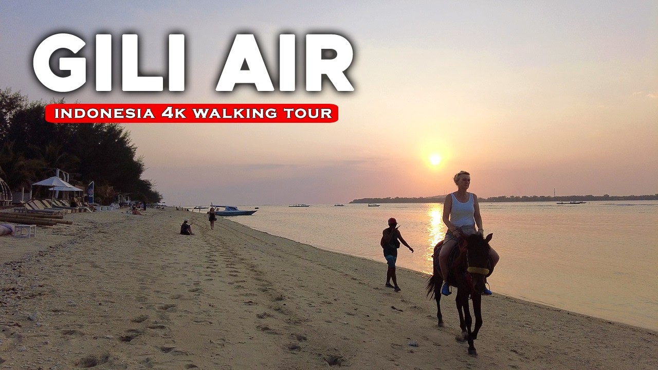 Gili 🇮🇩 4K Walking Tour - Круговой маршрут Гили Эйр (5 км)  [Indonesia Travel Vlog]