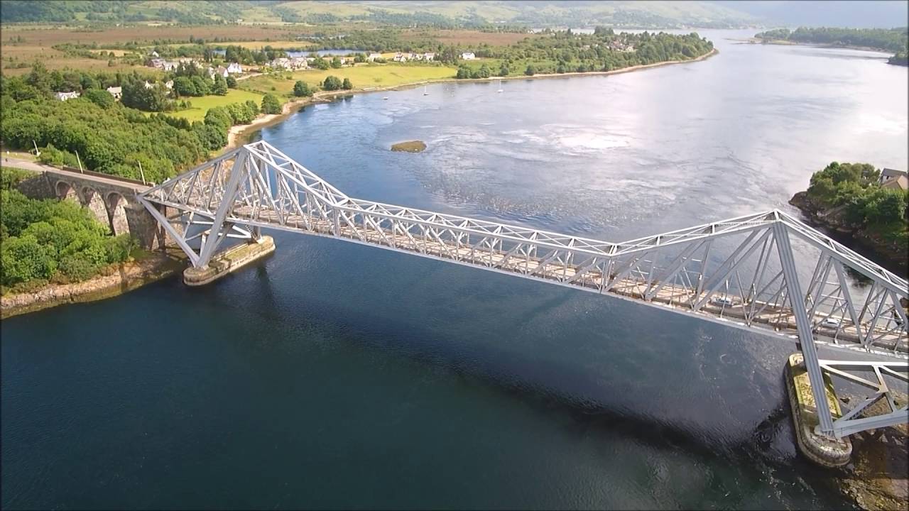 Connel Bridge near Lora Falls in Oban, Scotland - Skydronauts.uk