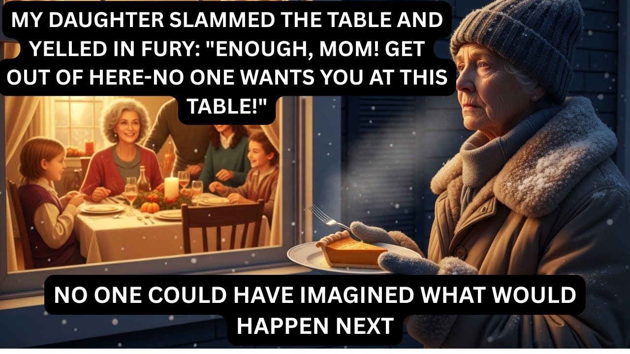 At Thanksgiving dinner, my daughter kicked me out of the table… but when my husband stood up, he…