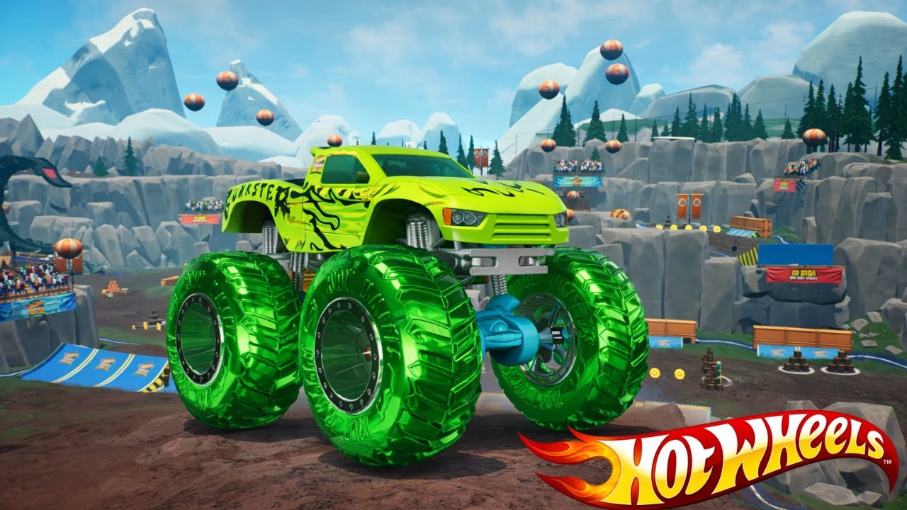 Безумные трюки монстр-трака Hot Wheels: грузовик Gunkster в городе Hot Wheels вызвал катастрофу.