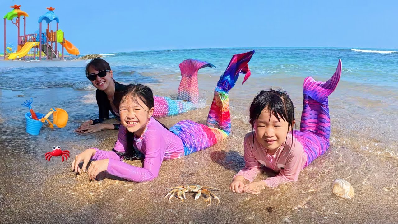 Putri Duyung Main Istana Pasir, Kubur Di Pantai dan Perosotan di Playground