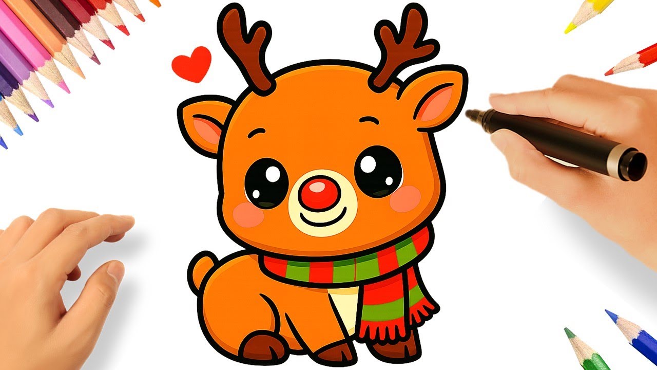 HOW TO DRAW A CUTE REINDEER EASY 🦌🎄 | CHRISTMAS DRAWINGS