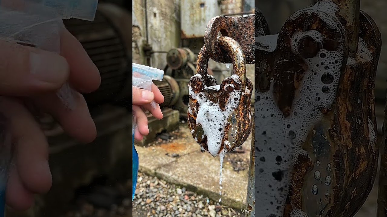 Industrial padlock Restoration🧪✨ #asmrcleaning #beforeandafter