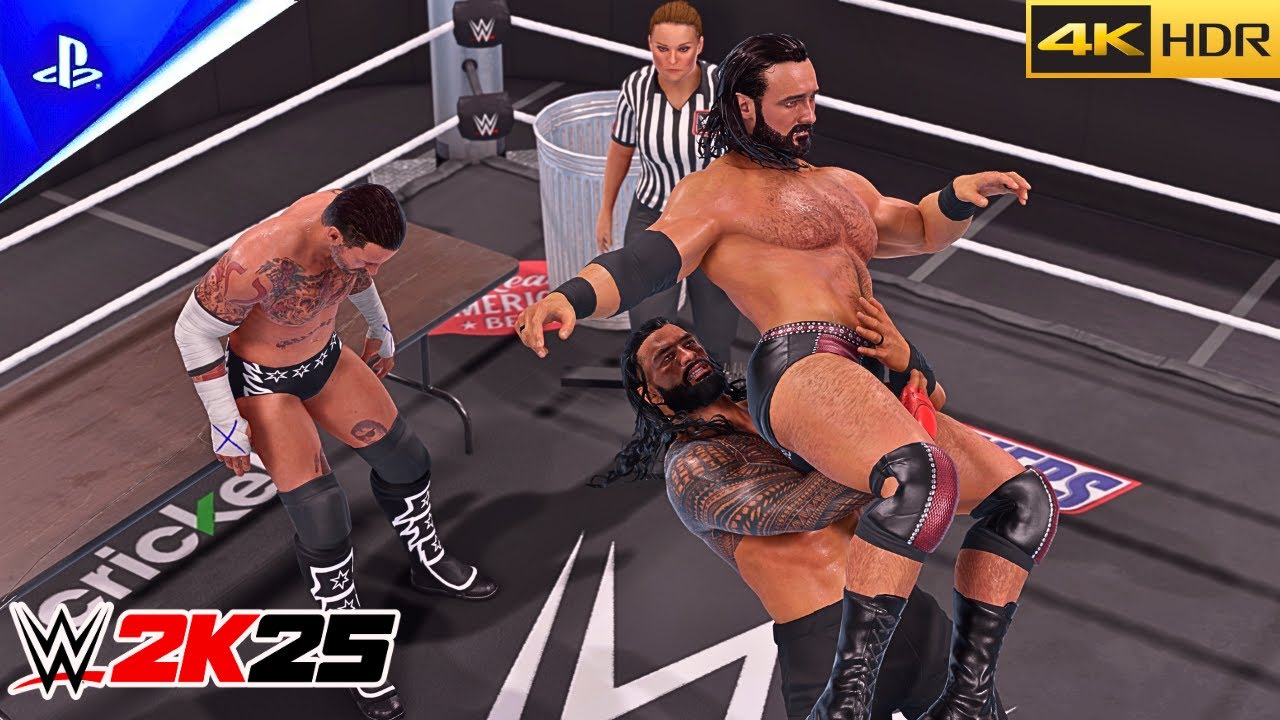 WWE 2K25 - Roman Reigns vs. CM Punk vs. Drew McIntyre | WWE Undisputed Championship | PS5™ Pro 4KHDR