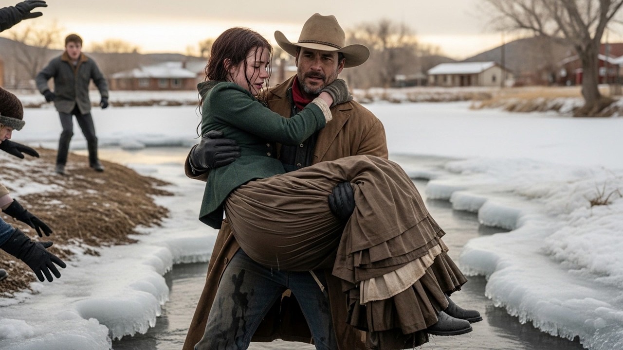 She Was Drowning After Her Brother Pushed Her In, Cowboy Dove Into Frozen Creek And Saved Her