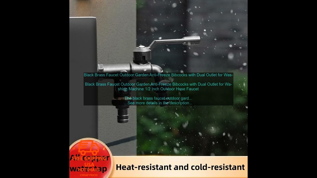 1005005727561573 Black Brass Faucet Outdoor Garden Anti Freeze Bibcocks with Dual Outle