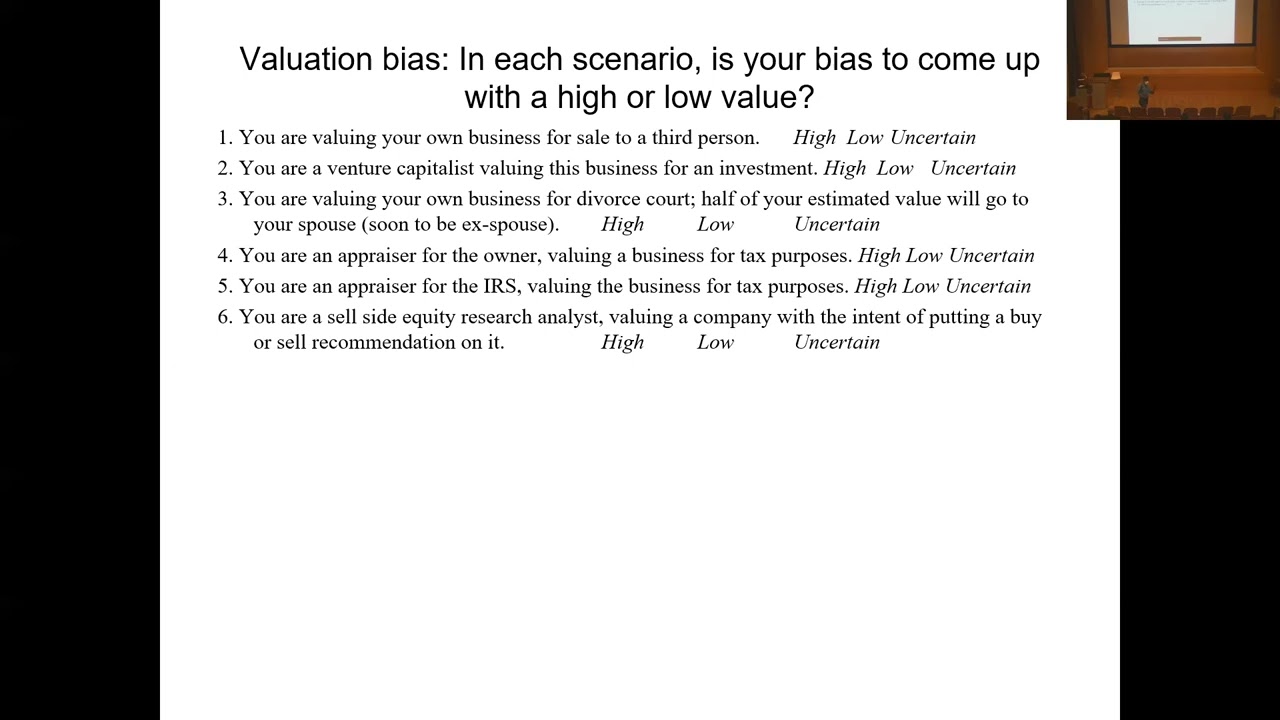 Session 2: Bias, Uncertainty and Complexity - Valuation's biggest challenges!